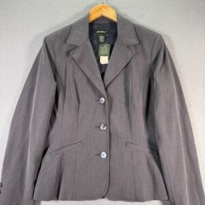 Vintage Eddie Bauer Blazer Women 12 Gray Sports Coat Jacket Career Wear 3 Button